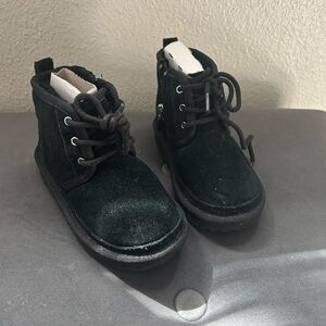 UGG Kids Black Suede Lace-Up Boots